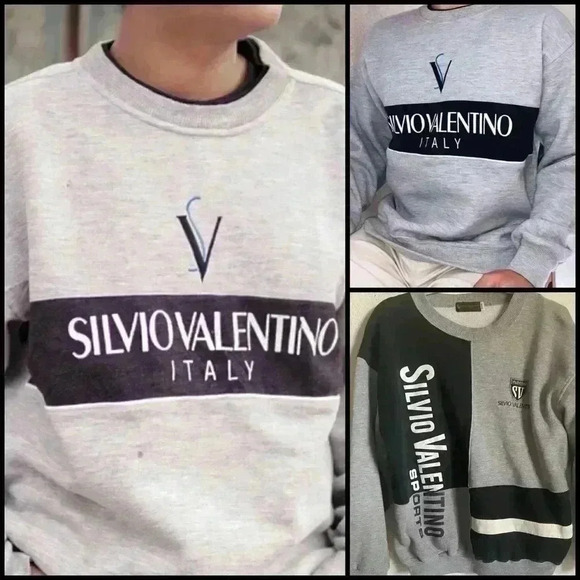 Silvio Valentino Other - Vintage Silvio Valentino Embroidered Spellout Logo Crewneck Sweatshirt Size M